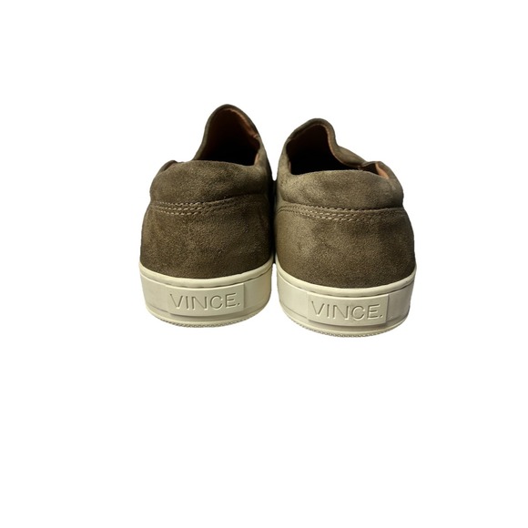 Vince Fletcher Men's 10.5 Suede Slip On Sneakers Perforated Olive Green Luxury - Picture 4 of 8